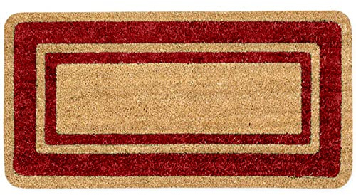 SaRani Zerbino Cocco Tappeto da Ingresso in Fibra Naturale Fondo Antiscivolo di Gomma Naturale, per uso Interno ed Esterno (Rosso, 60x120 cm)