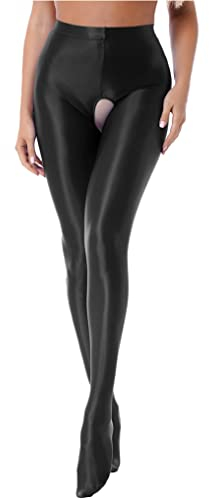 Doomiva Damen Strumpfhose Glänzende Lang Hose Glossy Leggings Tights Pantyhose Stützstrumpfhose Nylon Strümpfe Unterwäsche Z Schwarz A M