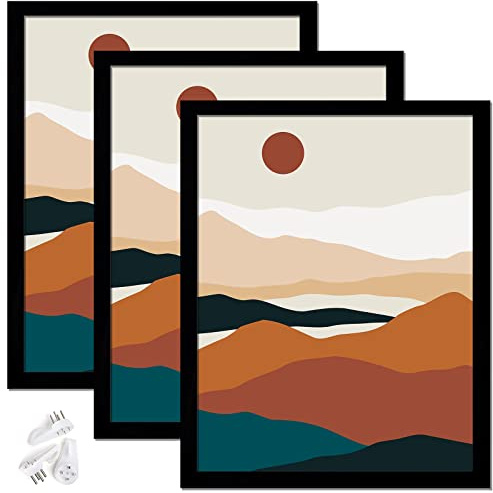 ijuerybai Black 11x14 Picture Frame Set of 3, High Transparent Frame for 11 By 14 Photo Collage Canvas Poster Size Wall Mount and Tabletop Horizontally Vertically (Black, 11 x 14 inches)