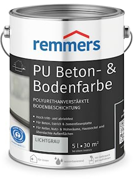 Remmers Peinture PU pour béton et sol gris clair, 5 litres, Peinture pour sol et béton, Pour les chapes/béton/panneaux de fibrociment - résistante aux contraintes et aux produits chimiques