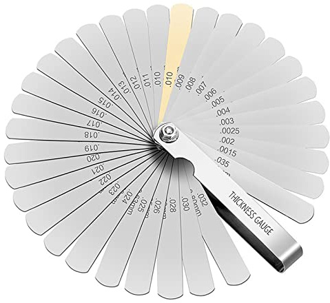 Spessimetro a Lamelle Valvole di Precisione 32 Lame Spessimetro Inox, Strumento di misurazione dello spessimetro a lamelle in Acciaio, Metrico e Imperiale Spessimetri Professionale