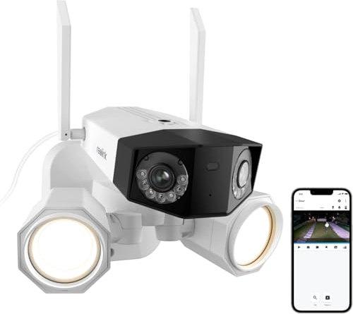 Reolink Duo Floodlight WiFi 8MP/4K Dual Lens Smart Sicherheitskamera mit 1800 Lumen Flutlicht, 180° Weitwinkel-Panorama, Farbnachtsicht, 2,4/5GHz WLAN [Duo-Flutlicht-WLAN]