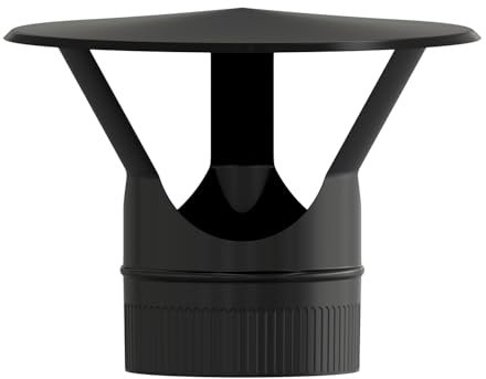 WOLFPACK LINEA PROFESIONAL Sombrero Estufa Vitrificado Negro Ø 200 mm. Sombrero Tubo Chimenea, Sombrero Tubo Humo, Sombrero Tubo Calefacción, Sombrero Humo