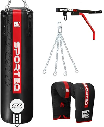 Sporteq Rexnyl Heavy Filled 4FT Punch Bag Combos for All Ages & Genders | Boxing, Martial Arts, Commercial & Home Gym Use