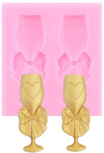XMOLDNMS Champagne Bottle Wine Glass Fondant Mold For Cake Decorating Cupcake Topper Candy Chocolate Polymer Clay Gum Paste