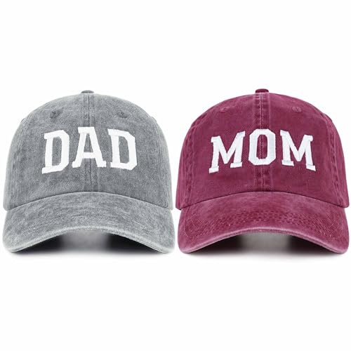 Cappelli per mamma e papà, genitori, nonno e nonna, annuncio di gravidanza, per coppie di baseball, 2 pezzi, 01.red Mamma & Grigio Papà-1, taglia unica