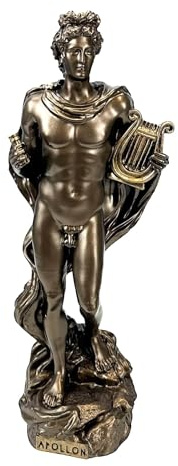 Apollo - Statua in marmo greco romano, dio della musica, nudo effetto bronzo