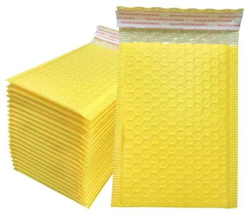 100 Stück Versandtaschen für Kleinunternehmen, Versandtaschen zum Verpacken von Luftpolsterfolie, Kurierumschläge, Versandpakete, gelb, 13 x 15 cm