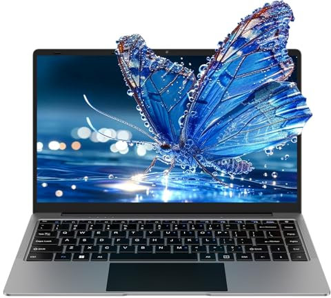 Ordinateur PC Portable 14 Pouces Win11 Celeron N4020 8+256Go SSD Support 1 to SSD Expansible 2.4G+5G Double WiFi Bluetooth 4.2 HDMI 1920 x 1080p Souris Sans Fil & Membrane de Clavier AZERTY - Gray-1