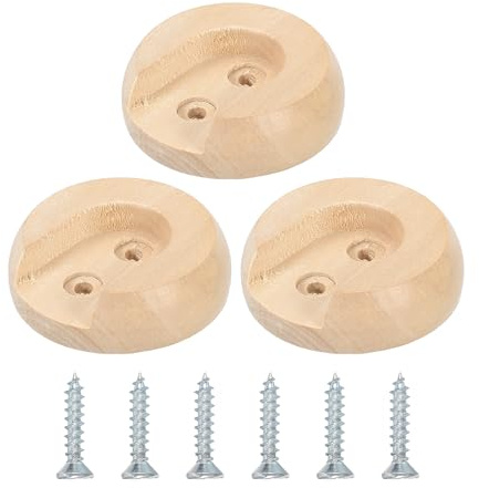 sourcing map 6Pcs Wooden Closet Rod Holders, Wardrobe Rod Brackets End Support Curtain Rod Holder Sockets with Screws for 25mm Closet Rods