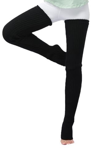 YAMEE Scaldamuscoli Donne Formazione Danza Pilates Yoga Calze Lunghe,Calze Sopra Ginocchio Donna Morbido Flessibile,Scaldamuscoli a Maglia Lunga da Donna Calda,Coscia Alta Calze per Ragazze e Donna