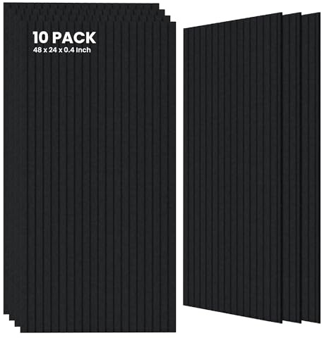 10 Pack Large Acoustic Panels,47.2 x 23.6 x 0.35 Inch Sound Proof Foam Panels for Walls，Premium Noise Dampening Panels,Sound Panels for Media Room, Office and Studio,Black