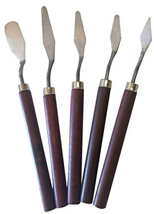 DIIOOMIEEU 5 spatole per pittura con manici in legno per pittura a olio, strumenti artistici e hobbisti
