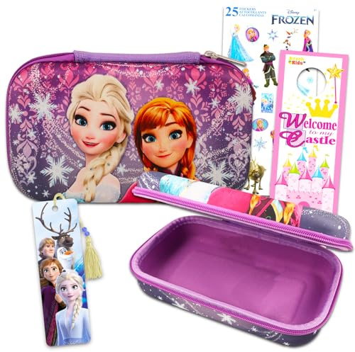 Disney Frozen Federmäppchen für Kinder, Kleinkinder-Set – Paket mit Frozen Bleistiftbehälter plus Frozen Aufkleber, Stempel und mehr | Frozen Schulbedarf für Mädchen