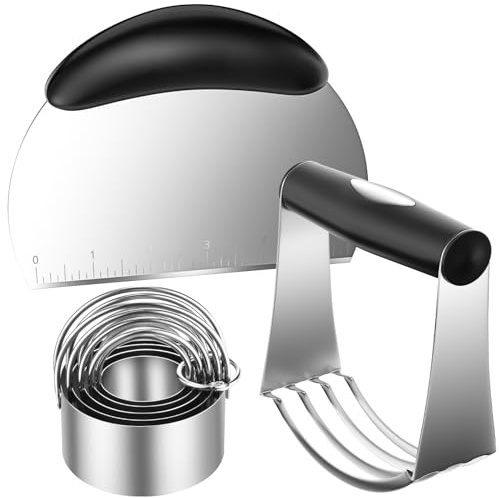 Pastry Cutter Biscuit Cutter Dough Cutters, Stainless Steel Butter Pastry Cutter Tool, Pastry Blender Baking Dough Tools, Round Biscuit Cutters, Sturdy & Long-Lasting, Gift Package (3 Pcs/Set)