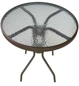 dasmöbelwerk Gartentisch Ibiza Balkontisch Bistrotisch Ø60cm rund braun Metall/Glas