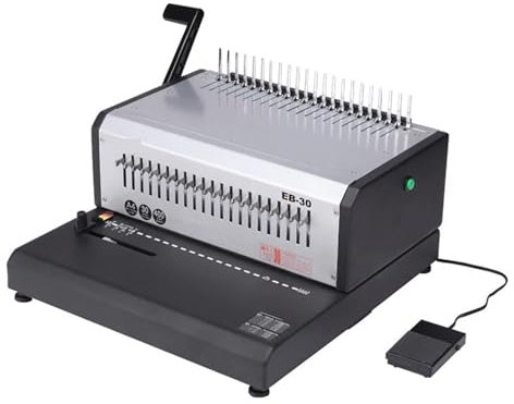 Bindegerät, Elektrische Kammbindemaschine EB-30 A4-Stanzmaschine 21 Löcher Gummiringclips Dual-Use-Bindemaschine, für A4, A5 oder kleinere Formate