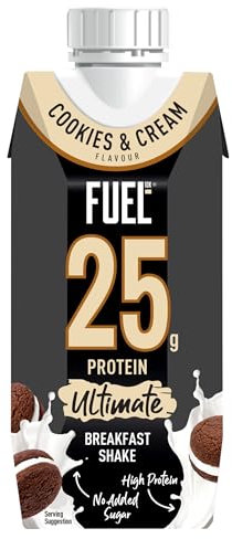 FUEL10K Cookies & Cream 25g High Protein Breakfast Shake Drink, 330 ml (Pack of 1)