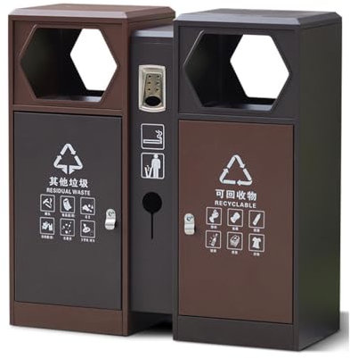 CAFIEDR Papelera de Exterior Moderna para Uso Comercial con cenicero Independiente.