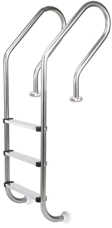 Échelle De Piscine, 3 Marches en Acier Inoxydable, Facile À Monter for Piscine Intérieure/extérieure