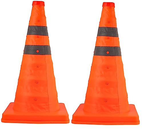 Didiseaon 2 Cônes de Signalisation Pliables et Réfléchissants en PP 45cm, pour Parking et Entraînement Sportif, Lot de 2 Pièces Orange et Noir