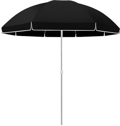 260cm Parasol de Table pour Extérieur, Parapluie de Marché Boho avec 4 Réglages de Hauteur, Protection UV et Etanche pour Patio, Jardin, Plage(Black)
