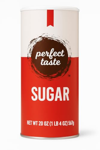 Perfect Taste Granulated Sugar – 20 oz Sugar Canister – Pure White Sugar for Coffee, Tea, Baking & Office Use – Easy-Pour Packaging