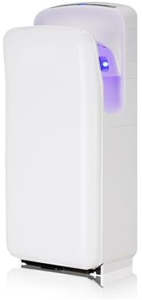 NGBFF Asciugamani Elettrico, Asciugamani a Getto bifacciale, asciuga Mani a Getto Verticale ad Alta velocità con rilevamento Automatico for bagni(White)