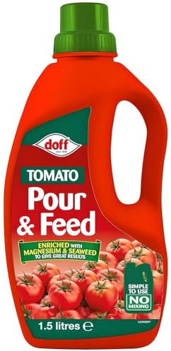 Doff Tomato Pour and Feed – 1.5L Concentrated Liquid Fertiliser for Tomatoes | Promotes Healthy Growth, Fruit Development & High Yields