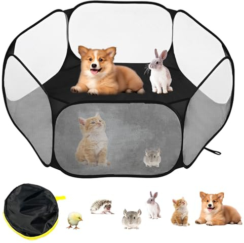Welpenzelt Zwinger, QIANAI Faltbarer Laufstall für Haustiere, 120×58×35cm, Hamster-Laufstall für Meerschweinchen, Kaninchen, Hamster, Chinchillas und Igel