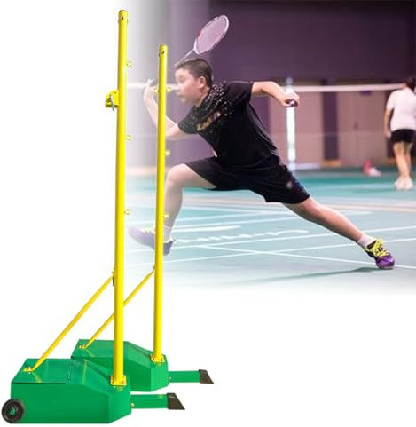 Badminton-Netzständer Volleyball-Stangennetz, Badminton-Ständer, Outdoor-Sporttraining, Badminton-Ständer für Hinterhof-Rasenplatz-Spielplätze, tragbarer Pfosten mit Rädern, einfach zu Insta