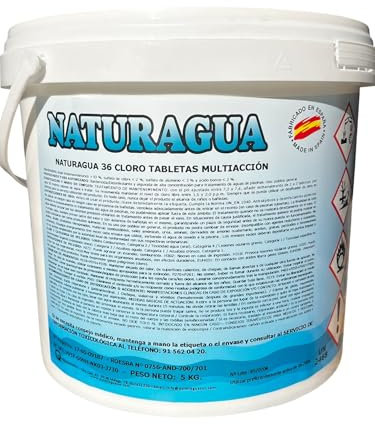 Cloro 5 Acciones - Tabletas Multiacción para Piscinas 5 kg – Pastillas de Cloro Multiacción de Larga Duración | Mantiene Agua Limpia y Cristalina, Recuperador de Agua Deteriorada