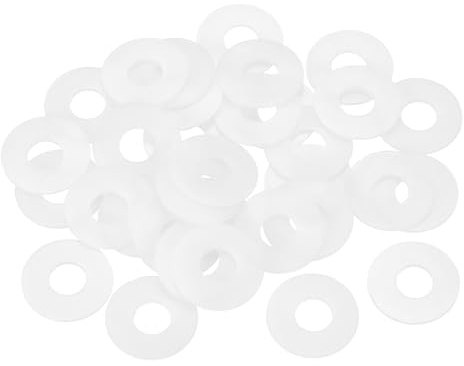 QUARKZMAN 55Pcs Rondelles Nylon M12 Rondelle Plate 12mm ID 20mm OD 1mm Épais Entretoises en Plastique pour Vis et Boulons, Réparation de Plomberie de Robinet de Jardin, Blanc