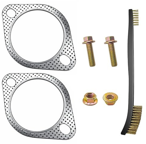 Strongthium 2 guarnizioni di scarico da 3 con 2 viti per collettore di scarico da 3 pollici, flangia del vaso 120-07610-0002 con spazzola metallica