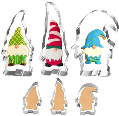 JUGUTA Ausstechformen Weihnachten Wichtel, 3 Stk Plätzchenausstecher Keksausstecher Ausstechform Lustig Set Zum Backen, Groß Edelstahl Weihnachts Zwerg Weihnachtsmann Form Kinder Kekse Plätzchen