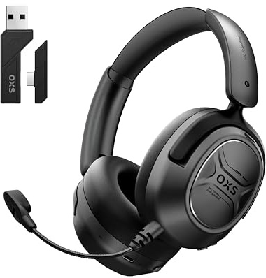 OXS Storm A2 Casque de Jeu sans Fil, Suppression Active du Bruit, Bluetooth 5.4 & 2,4GHz à Faible Latence, Double Mode d'Égalisation, Autonomie de 70H, pour PC, PS4, PS5, Switch et Mobile, Noir
