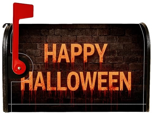 Cubiertas magnéticas para buzón de Halloween, ladrillo de sangre gótico, color negro, cubierta de buzón de temporada para decoración de patio exterior, 21 x 25.5 pulgadas