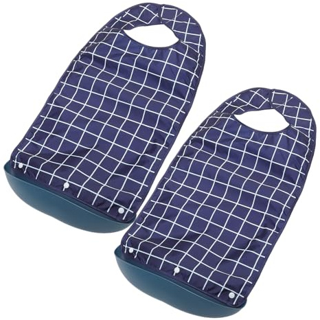 Homoyoyo 2pièces Tablier Imperméable Pour Adultes Avec Récupérateur De Miettes Bavoir Réutilisable Pour Personnes Âgées Protection Repas Facile à Enfiler