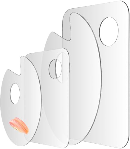 4PCS Clear Acrylic Paint Palette, Non-Stick Oil Paint, Transparent Painting Palette，Watercolor Painting With Thumb Hole And Protective Film, For Oil Watercolor Craft DIY For Adults Kids