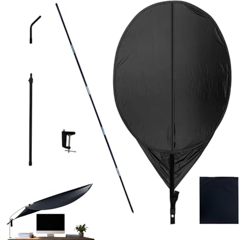 Hamosky Adjustable Cubicle Shade with Anti-Glare Protection, Desk Light Shade Cubicle Canopy, Black Desk Canopy for Office Workstation, 156x96cm UV-Blocking Privacy Screen with Clamp Mount