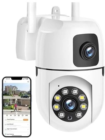 Telecamere di Sorveglianza, Telecamera IP a doppio obiettivo da 4 MP, WiFi, wireless, protezione di sicurezza interna, connessione Bluetooth, telecamere di videosorveglianza CCTV PTZ(4MP Add 64G SD)