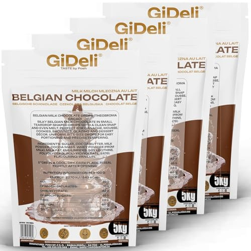 GiDeli Schokodrops Kuvertüre 4 x 5 kg - Schokolade für Schokobrunnen | schmilzt gleichmäßig ab 30 °C, einzelne Beutel zum Portionieren, für Gastronomie, Konditorei und Eisproduktion