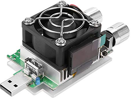 Electronic Load Tester, Adjustable 4V to 30V DC Constant Current Battery Capacity Voltage Tester with LCD Display USB Input Aluminum Heat Sink 35W Module for Bench Testing