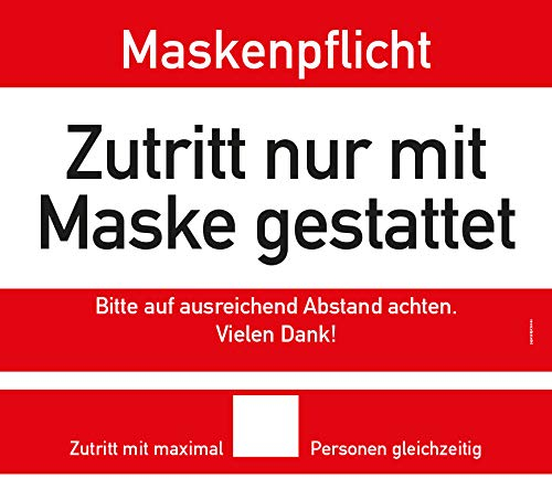 Hinweisschilder Maskenpflicht Abstand halten Motiv DIN-Schrift
