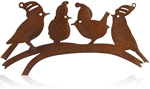 B2S BACK2SEASON Vogelfreunde zum Hängen Metall Vogelzweig Edelrost Rostfigur Vögel Winterdeko Herbstdeko Gartendeko Rostdeko L=30 cm
