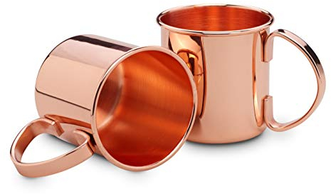 ECHTWERK set de gobelets en cuivre, verres en acier inoxydable, set de cocktail, verres à cocktail parfaits pour le gin, la vodka et les boissons froides, 2x gobelets en cuivre 450 ml