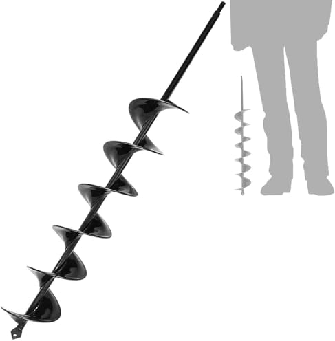Garden Auger Drill Bit 8x60cm,Extended Solid Post Hole Digger,Auger Spiral Drill Bit For Bulb Planters Planting, Fence Post Repair,Bulbs Seedlings,Bulb Planting Auger Black