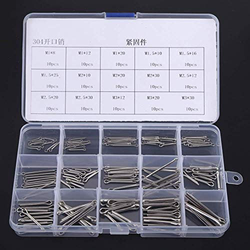 Juego de clavijas de chaveta surtido de 150 piezas, juego de clavijas de chaveta divididas con acero inoxidable para camiones agrícolas, automóviles, campistas, césped y equipos de jardín (M1-M3)