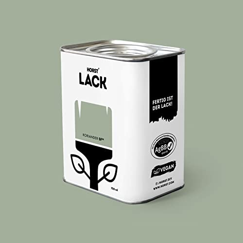HORST Lack Koriander matt 0,75L - Wetterfester Möbel-Lack für Holz, Metall & Kunststoff - Hohe Deckkraft - Geruchsneutral- Spritz- & Tropffrei - Vegan - Grün