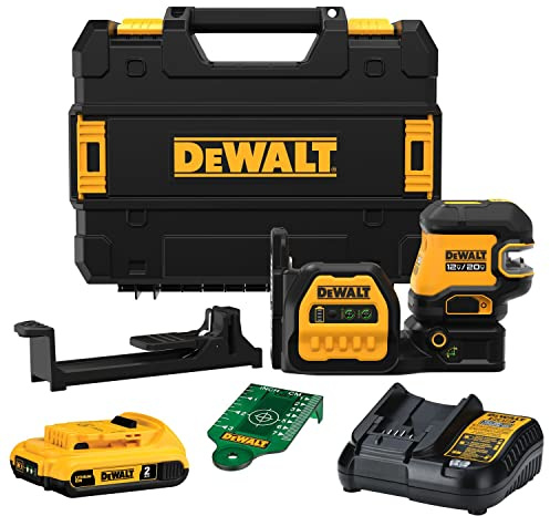 DEWALT 20V MAX Laser Level Kit, Line Laser, 5 Spot, Green (DCLE34520G)